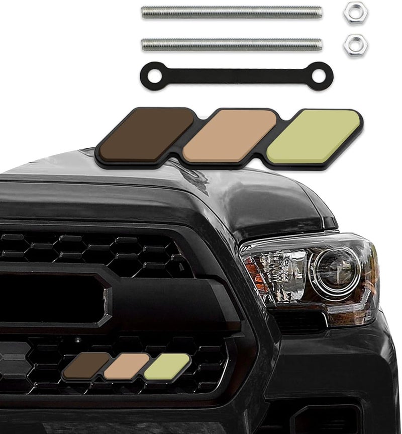 CHRYMUM TRD Grille Decor Badge, 3-Color Upgrade Emblem, Grille Insert Trims, Tri-Color Grille Badge Emblem Car Decoration Accessories Fit for Tacoma 4Runner Tundra Sequoia Rav4 Highlander (Rose Gold) - Image 1